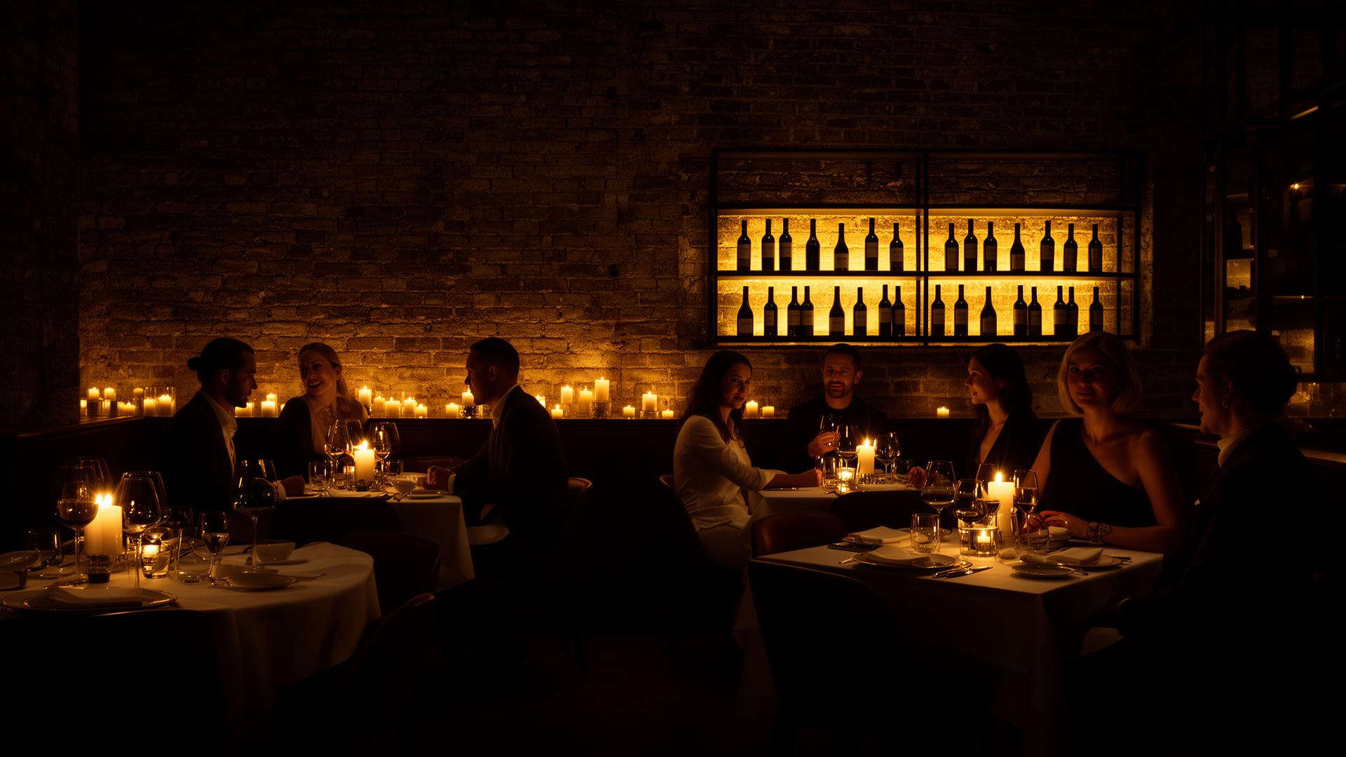 Ambiente de jantar à luz de velas